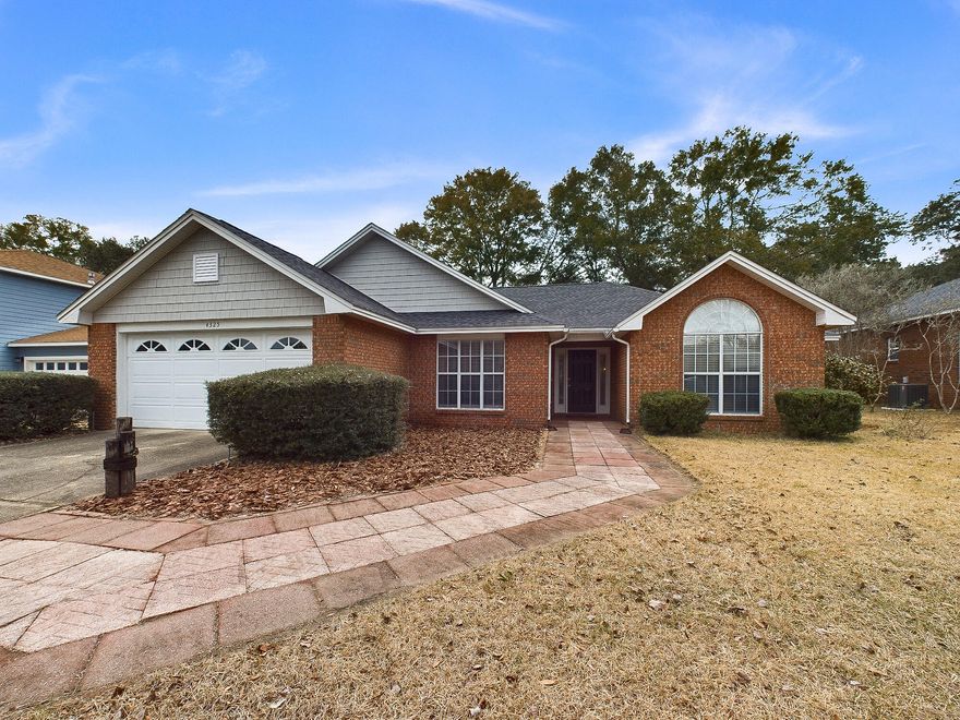 Welcome to 4325 Hidden Lakes Drive!Nestled in the heart of Bluewater Bay, this fantastic all-brick home exudes charm, durability, and modern convenience. Boasting a newer roof installed in February 2020, this meticulously maintained property is a testament to pride of ownership. Inside, the home offers an efficient open-concept great room with vaulted ceilings, a cozy gas fireplace with a raised hearth and mantle, and abundant natural light. The formal dining room provides an elegant space for entertaining, while the updated kitchen is a chef's dream, featuring granite countertops, a tumbled stone backsplash, custom wood cabinetry with pull-out shelving and 42'' uppers, and a suite of new appliances, including a new gas range installed in 2022 and a dishwasher replaced in 2024. The  thoughtfully designed floor plan situates the owner's suite on one side of the home for maximum privacy. This retreat includes a spacious bedroom, a large walk-in closet, and an ensuite bath with a jetted tub and a separate shower. Adjacent to the owner's suite is a flexible space that can serve as a nursery, study, or sitting area. On the opposite side of the home, two generously sized bedrooms share a full bath. The outdoor living space is perfect for entertaining, with a large screen-enclosed patio featuring new lighting added in 2024 and a fully fenced backyard that offers plenty of room to relax and unwind. Additional features include tile flooring in wet areas, an eat-in kitchen with a breakfast bar, and ample storage options, including linen and coat closets, a kitchen pantry, and attic space above the garage. This home has been extensively updated, including a new HVAC system with a UV light and sealed flex duct installed in 2022, a new water heater in 2022, and a new garage door opener in 2024. Hardwired smoke and carbon monoxide detectors, new blinds, and a termite bond provide additional peace of mind. See the document section for a complete list of upgrades that showcase the exceptional care given to this home. Zoned to excellent schools, this home offers an exceptional location and lifestyle. Schedule your showing today to experience this beautifully cared-for home firsthand!