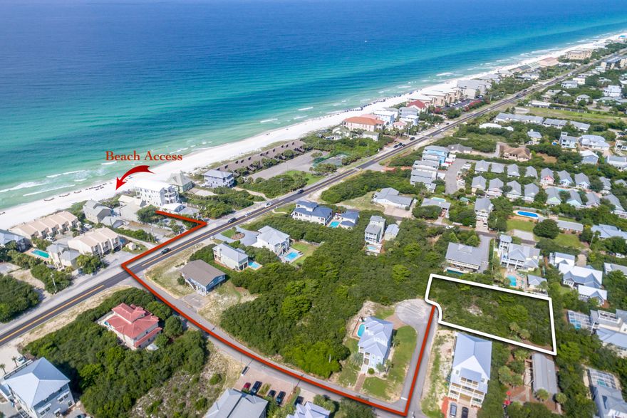 Large homesite that is a 1-2 minute walk to the beach with great elevation in an upscale neighborhood on the popular east end of Scenic Highway 30A. Lot 28 B Street offers a prime building opportunity in Seacrest complete with deeded beach access. This nearly quarter acre lot enjoys a peaceful position at the end of a quiet cul-de-sac. Surrounded by impressive single-family homes, including many with pools. Ideal as a primary residence, homes in this area also command top prices for vacation rental income.Offering a relaxed Florida lifestyle with opportunities for beach walks, swimming and sunbathing, this lot is just a few minutes stroll from the shimmering gulf waters and white sand beach.