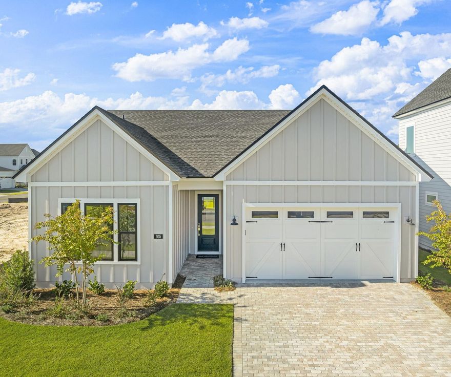 Move-in ready! Don't miss this stunning new single-story home offering 3 spacious bedrooms, 2 full bathrooms, plus a versatile bonus/flex room -- perfect for a home office, gym, or playroom. Soaring 10' ceilings and luxury vinyl plank flooring throughout create an open, modern feel, with elegant tile in the bathrooms. The gourmet kitchen is a chef's dream, featuring quartz countertops, tile backsplash, a large island with deep sink, soft-close cabinetry, 5-burner gas cooktop, vent hood, built-in oven/microwave, and dishwasher. Primary bathroom has large walk-in closet, duel vanity and spacious shower with frameless glass, tile to ceiling and duel shower heads. Enjoy upgraded touches like the coated garage floor, paver driveway, and a covered lanai for relaxing or entertaining. Located just a short distance from incredible community amenities: resort-style pool, clubhouse, fitness center, tennis and pickleball courts, playground, multi-purpose field, and more! 

Short drive to public beach access, Pier Park shopping, dining and fun entertainment, airport, future FSU/TMH medical campus, future West Bay Center with Publix, and recreation outdoor activities at Frank Brown Park. 

This home is priced to sell quickly  don't miss your chance to live in this sought-after community!