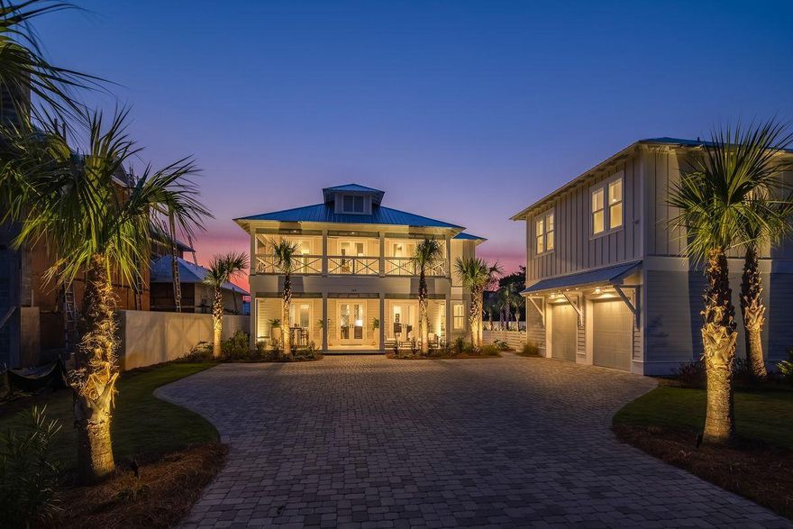 Artful coastal design juxtaposed expansive indoor and outdoor living spaces characterize this exceptional beachside retreat which is primely situated on an oversized .31 acre homesite centrally located on the coveted east end of 30A providing deeded beach access as well as walking/biking distance to Alys Beach, Kaiya and Rosemary Beach. Masterfully built and thoughtfully designed, this six bedroom home has been impeccably maintained featuring notable architectural elements including 1,100 sqft of covered & screened porches as well as a spacious detached carriage house complete with a private kitchen, full bathroom and sizable sleeping/living quarters.