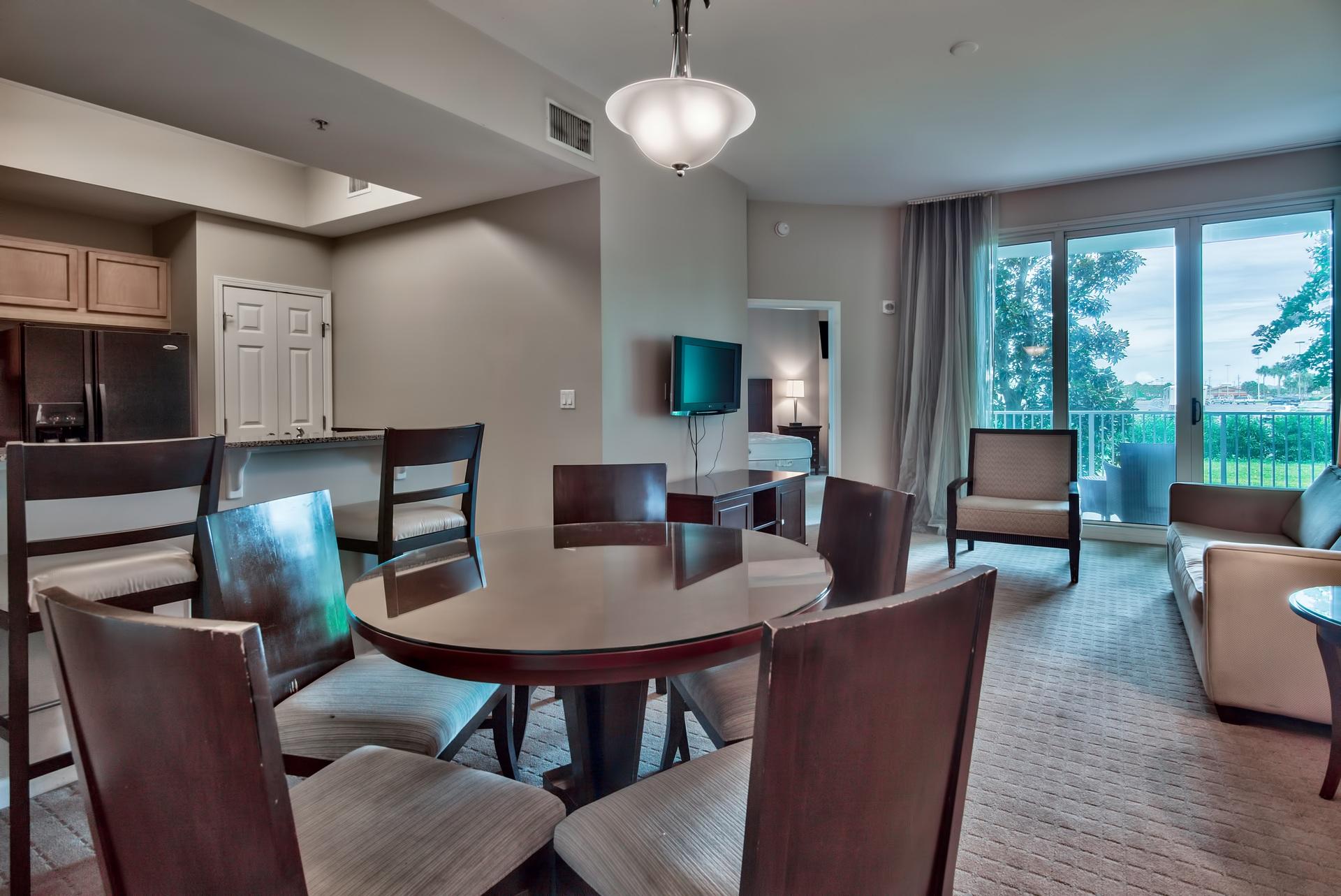 Investor closeout and priced for a fast sale! Ground floor, furnished full 2 bedroom unit at The Palms of Destin. Kitchen features granite countertops and maple cabinetry. Amenities at The Palms are first class. They include an expansive 11,000 SF lagoon pool with waterfall and spa, children's pool, playground and splash pool, lighted tennis and basketball courts, first class fitness center, and covered protected parking. Also on site is the conference center, office center, and reception desk. THE HOA FEES INCLUDE ALL UTILITIES, INCLUDING ELECTRICITY, WATER, CABLE, AND INTERNET, HOA fees are $2,619.42/quarterly. In addition to the HOA fees, owner's pay a $75 reservation fee whenever the unit is rented. Buyer to verify all information.
