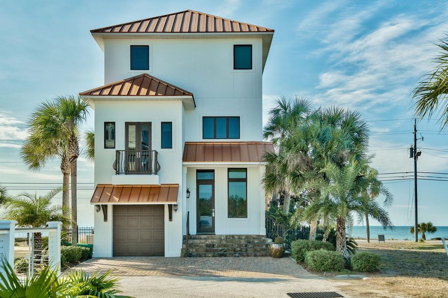 Beautiful Gulfside home located in Laguna Beach, FL approximately 3-4 miles East of Rosemary Beach and all of the boutique shopping, dining and entertainment on 30A. Experience the luxury and convenience of being right on the beach without paying gulf front prices; this home features direct, unobstructed gulf views to the South, East & West. This gorgeous Mediterranean property has been completely remodeled from top to bottom. As you enter this property through the grand foyer, you will notice unparalleled quality, over $100K in doors and windows which are Weather Shield from EF San Juan as well as an energy efficient metal roof with 3 AC units allowing for multiple zones and wired surround sound throughout the home. Projected Gross rental revenue of $90,000-$100,000.