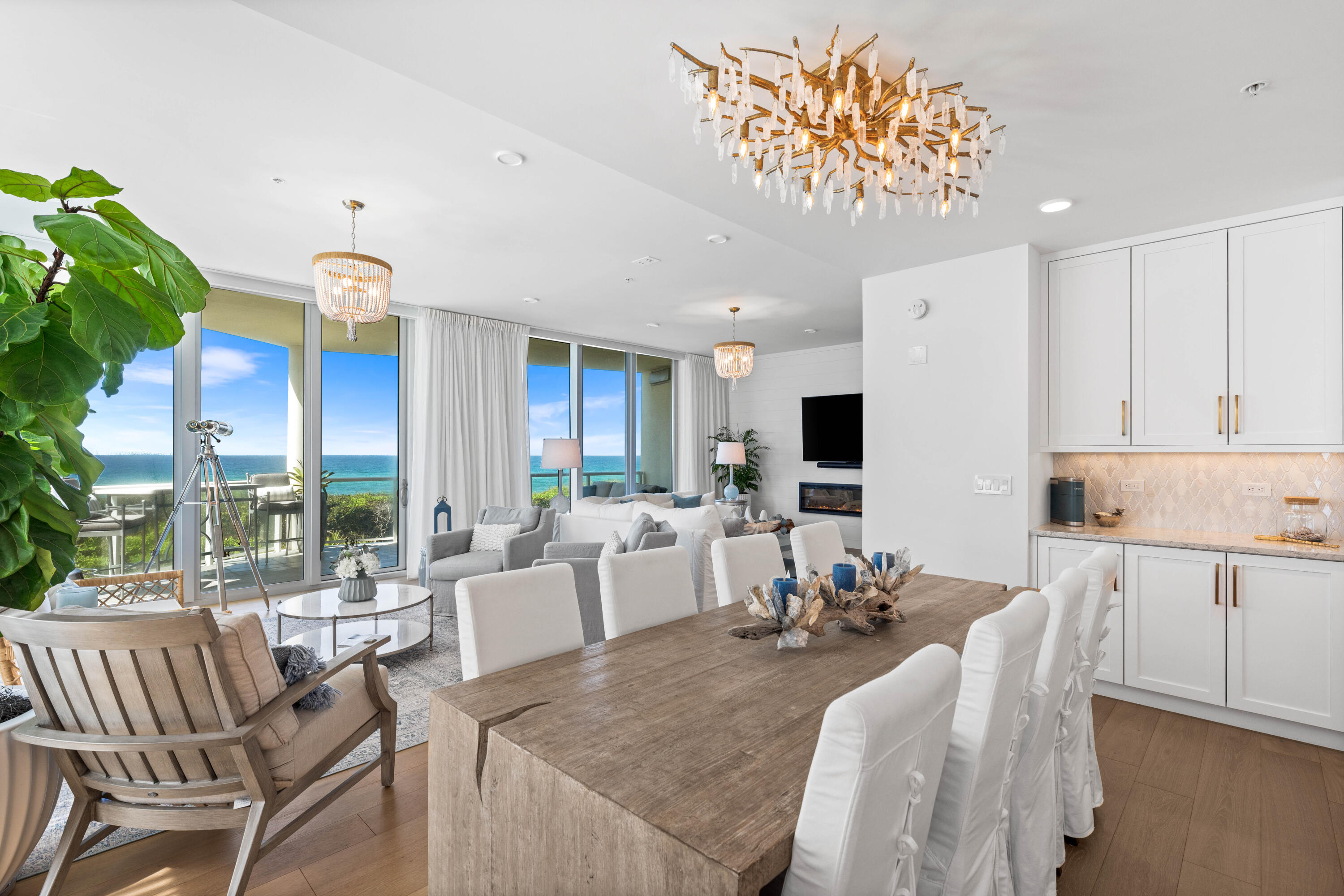 31 on 30A is THE ULTIMATE GULF FRONT CONDO!!! Only plan w/ 3 GULF FRONT BRs, residence #108 interiors feature the BEST OF THE BEST!! GREAT LOCATION w/ EXPANSIVE GULF VIEWS from the PRIVATE BALCONY off of HUGE LIVING/DINING AREA. MODEL unit w/ UPGRADED cabinets, tile & shiplap in LR. All 3 BR & balconies allow for GULF VIEWS. The MASTER BR has floor to ceiling glass allowing you to wake up to views of the beach & POOL . UNDERGROUND PARKING w/ PRIVATE ELEVATOR INTO UNIT! UPGRADED lighting,  furnishings,  flooring, shades & drapery, & electric FIREPLACE. Thirty One is THE destination for owners who seek the pinnacle in SECURITY, PRIVACY,design, comfort & BEACHFRONT living. The 3.92 acres boasts over 335' of BEACHFRONT. Amenities include storage, luxuriously appointed lobby & fitness center.