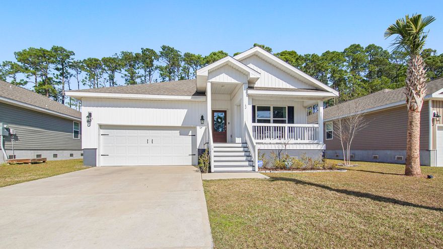 UNDER CONTRACT TAKING BACKUPS. Beautiful home in cul-de-sac community located just blocks from the Bay and minutes to the pristine beaches of 30A in South Walton. An open air plan that is great for entertaining with a large kitchen island and walk-in pantry. It has a full size 2 car garage. White cabinetry in the kitchen, custom cabinet hardware and stainless appliances including New Fridge. Open front porch and screened in back porch.  Privacy fenced back yard with patio.  A smart home with video door bell and thermostat, Keyless door locks, and Qolsys touch panel. Don't miss out on this great opportunity!