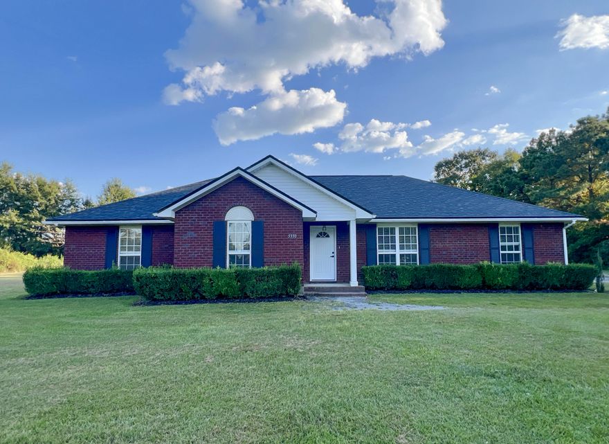 This Stunning all-brick REO home was built in 2006, fully renovated and move-in ready! This beautiful 2,037 sq ft residence sits on a sprawling 1.83-acre lot, offering privacy and space. Featuring 3 bedrooms, 2 baths, and a dedicated office, it's perfect for families or those who work from home. Enjoy the cozy living room with a brick fireplace and the peace of mind that comes with major updates, including a new dimensional shingle roof and a new HVAC system. This home combines classic charm with modern convenience and qualifies for all financing types. Don't miss out on this exceptional property!