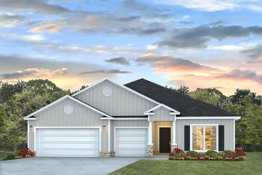 Welcome to 739 Old Ferry Road, a new home floor plan at Holley Grove at Peach Creek in Santa Rosa Beach Florida. This is a waterfront property that will feature the Camden floorplan. This floorplan has an expansive foyer that leads to a thoughtfully designed open concept living space with 9' ceilings. It features four bedrooms and three and a half bathrooms. With approximately 2,800 SF of living space, this home will have EVP flooring throughout, matte black fixtures, a tile backsplash in the kitchen and quartz countertops.  The heart of the home reveals a beautifully appointed kitchen, with a center island, upper and lower cabinetry, a walk-in pantry and overlooks the great room and an adjacent dining area all illuminated by natural light from the windows. The living and dining areas flow seamlessly, with double doors leading out to a covered back patio. The living, dining and primary bedroom have tray ceilings which give a feel of high ceilings. At the back of the home is the primary bedroom, offering a peaceful retreat with a luxurious en-suite bathroom. The primary bathroom has a vanity with dual sinks, a walk-in shower, soak tub, and a substantial walk-in closet.  An additional bedroom with its own bathroom, walk-in closet and dedicated study is thoughtfully positioned for privacy and ideal as a guest bedroom.  Two exceptional features of this home are the location and the three-car garage. 