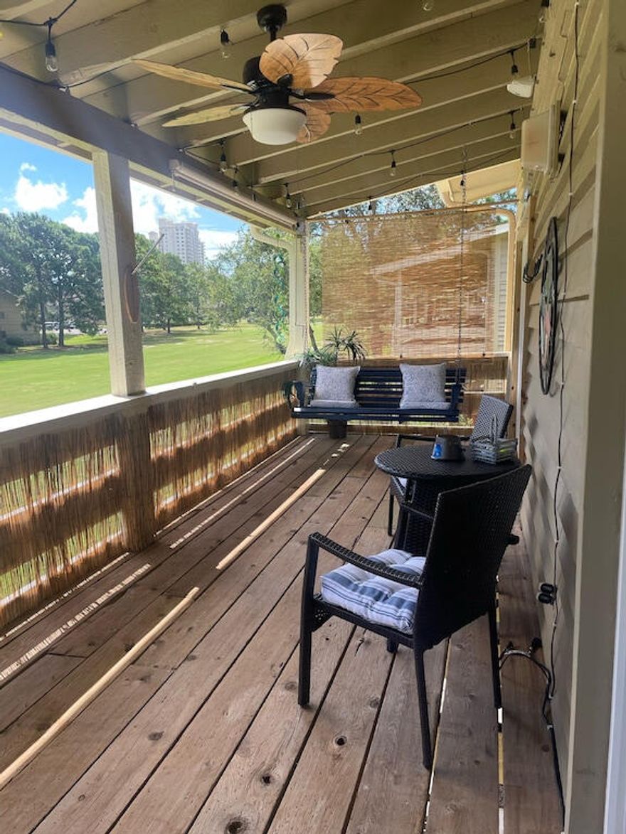 Back on the market due to no fault of Seller!Beautiful updated 1BR 1BA condo with views of Seascape Golf Course.  This unit is sold fully furnished and rental ready.Kitchen has all new appliances, countertops and tile backsplash.  New hardwood floors and the two (2) sliders to the patio have been replaced! New living room furniture and the roof is under 2 years old.Seascape Resort features 2000 feet of deeded beach access, 5 pools, 6 tennis & pickleball courts, golf, beach showers, bike rentals, restaurants & bars within a golf cart ride or short walking distance.