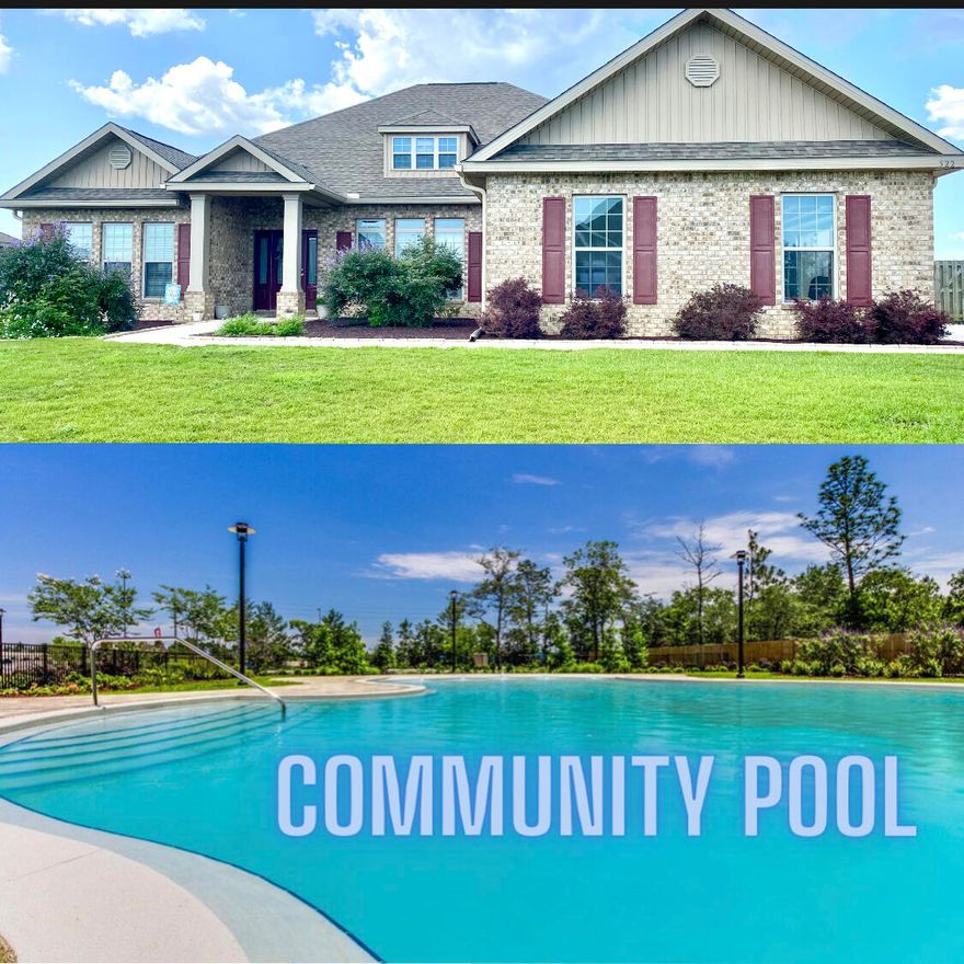 Back on Market, no fault of seller! COMMUNITY POOL! South Crestview! Less than 5 yrs old! With 4 bedrooms 3 full baths plus office and additional formal dining/flex space, this 2945 sqft home features all the space you desire! The spacious open floor plan and tall tray ceilings with crown molding really make this home highly functional and adaptable. All rooms are generously sized. The primary suite boasts a tray ceiling, French door leading to covered back porch, a huge walk in closet and spacious bathroom with 5 ft fully tiled shower, soaker tub, and double sinks.The split bedroom design provides 2 bedrooms and a Jack and Jill style bathroom in one area plus an additional 4th bedroom and another full bathroom. Large mudroom off the garage, spacious kitchen with wall oven,