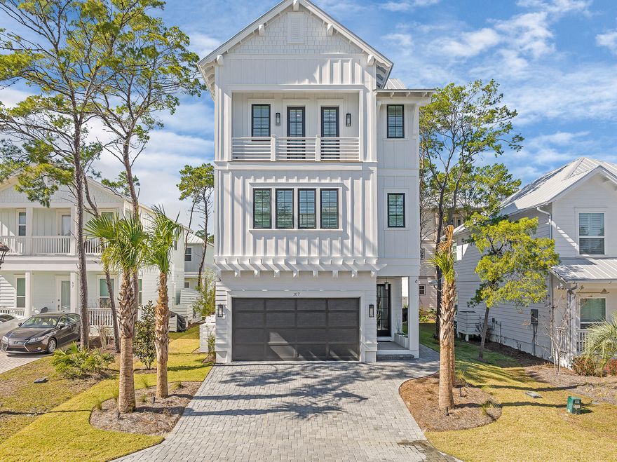 Stunning custom home in Grande Pointe built with high end materials including impact rated windows & doors along with spray foam insulation, 3 AC units, an elevator to all floors and high end appliances - gas stove & water heater. Pre-wired for network, home theater, etc along with smart garage door, wifi out door lights, wifi controlled irrigation & private well. Enjoy hardwood floors throughout the home, tons of windows (natural light) on all floors . The first floor features a spacious private bedroom & bath. Second features a large living room w/ walk-out deck & office. The dining area & kitchen flow seamlessly and are perfect for the entire family. The third floor features a large master & gorgeous master bath along with two other bedrooms & full bath. This home is a must see. Grande Pointe features a large community pool & clubhouse and  is one of the few communities with direct access to Lake Powell. Inlet Beach has the BEST public beach accesses along 30A. The location is ideal being just a short walk, bike ride or golf cart ride to gulf, Camp Helen State Park, or take the new tunnel to 30A or enjoy the shopping and dining at 30Avenue. If you are looking for privacy with access to everything our coast has to offer, look no further. 
