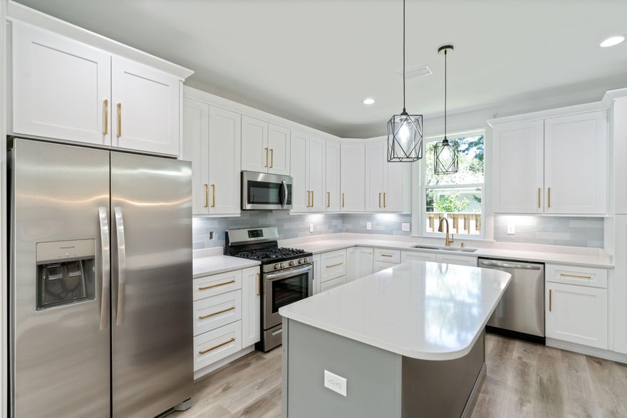 CLOSE PROXIMITY to everything! This two-story Florida cottage style NEW build by Coastyle Homes boast 1816 square feet heated and cooled with 4 bedrooms, 3 full baths located in the sought after Sacred Oaks subdivision PHS 2. The neighborhood features brick paved streets, underground utilities, street lamp post, and a wooden bridge walkover to the open bay with community shared boat dock. This stunning new home features a walk in open flow floor plan, with a bedroom or study/office on first floor, full bathroom/enclosed glass shower, kitchen, living and dining with center island quartz countertops and custom cabinets. Includes generous pantry and under stairs extra storage. This remarkable home also has a half garage to keep your golf cart or could be a work out room.