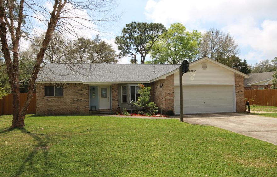 Desirable Poquito Bayou Neighborhood home! Wonderful opportunity to own a beautiful updated 3 bedroom brick home close to Eglin AFB. The kitchen features new cabinets, stainless appliances, a breakfast bar with pendants lights, and granite counter tops. Large living room with beamed ceiling and open dining room give this home a contemporary look and feel. Baths have been renovated with new vanities, showers and tile flooring. All new lighting, ceiling fans, fresh paint and carpet throughout. Roof only one year old! Enjoy barbecues and swimming in the above-ground pool in the large back yard. The Poquito Bayou Park with boat launch on Bay Street is just around the corner. Residents enjoy the boat dock and launch, swimming area, playground, and picnic areas with no HOA fees.