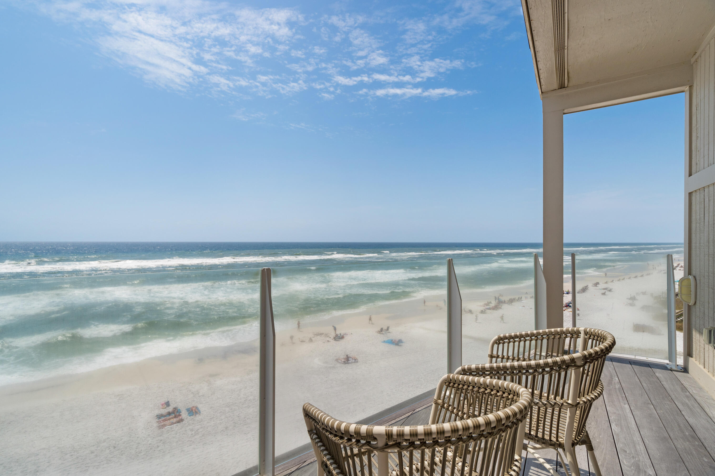 Located gulf front in the highly sought-after Santa Rosa Beach community, this completely rebuilt and redesigned three-story townhome boasts modern luxury with expansive water views. Reconstructed by Benecki Homes with interiors by Melanie Turner Interiors, no detail was spared in creating this upscale haven: French oak floors, Karparty cabinets with marble countertops & backsplash, Gaggenau luxury appliances, classic marble bathrooms, Waterworks fixtures, impact windows, and Visual Comfort Lighting. The master ensuite bedroom is perched on the top floor, with a private balcony overlooking the gulf with direct south and West facing views. With a private sundeck on the main level that leads residents down to their own private beach, this property embodies 24/7 paradise. No association dues.