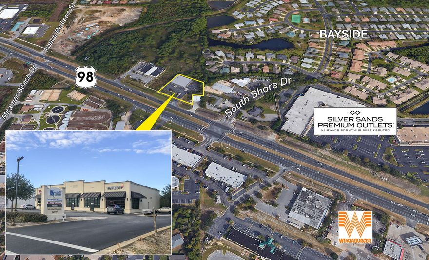 Prime retail location in close proximity to Silver Sands Outlet Mall in Miramar Beach, Florida! Former uses were fitness club and hair salon.