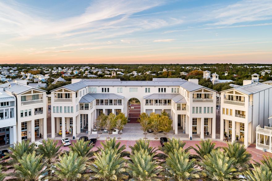 Lyceum Gateway residence located in the heart of Seaside town center with amazing gulf views. A few features of this suite include-quartz countertops in kitchen and on center island, Wolf 6 burner gas stove with electric oven, SubZero refrigerator, KitchenAid ice maker, Asko dishwasher, white farm-style cast iron sink, custom made cabinets, vaulted ceiling with exposed metal and wood beams, French limestone tile flooring, wired for touch-screen theater and security, central sprinkler system, elevator, private parking. Secured lobby with elevator access opens directly into your suite with private code or a set of stairs is also accessible to your suite from the ground level. Lobby, elevator and stairs are shared with only one other owner on the second level. Raised beam ceiling in living,