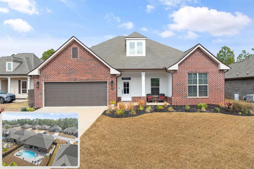 Welcome to The Sanctuary neighborhood that is tucked away near Soundside in Gulf Breeze with plenty of privacy to relax in your NEWER POOL HOMEYou will love the spacious rooms, tall ceilings, and ALL GAS appliances. Outback has an abundance of pavers surrounding the pool and spa tub also. This lovely home was built in 2021 and features 4 bedrooms and 2 full bathrooms with split floor plans, and deep closets. Elevated lot for property drainage and underground utilities and woods behind the fence line. Enjoy the peace and quiet while you relax in your pool or enjoy those weekend cookouts with friends and family. The sellers are offering a flexible closing date. Put this pool home at the TOP OF YOUR HOME LIST TODAY!