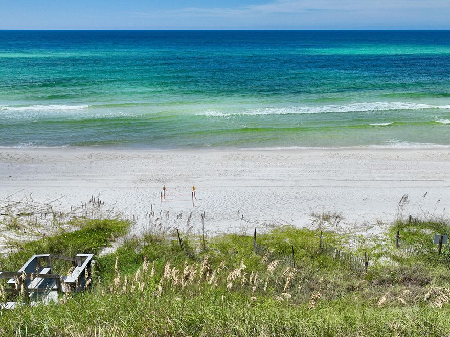 Gulf-Front Gem in Sand Cliffs on 30A**Rare Opportunity on the Beach**Get your slice of paradise with this exceptional gulf-front lot in the exclusive community of Sand Cliffs on the Gulf. Located on the east end of 30A close to the renowned Alys Beach and Rosemary Beach neighborhoods as well as the Watersound Club at Camp Creek. This prime location offers unparalleled beauty and privacy with easy access to nearby restaurants and amenities.**Build Your Dream Home**- One of the last undeveloped beachfront lots on 30A- 50' of private beach frontage- Lot dimensions: 200' deep, 50' wide- 2650 sf buildable area, up to a two-story structure- Recently permitted custom home plans included- Utility impact fees paid and building permit previously issued