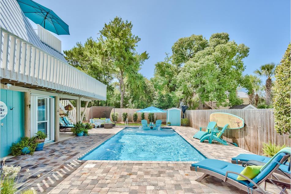 Under Contract and Accepting Back up offers. Priced below Appraised Value. If you want a home South of 30A - Here it is! As you step inside this home, named Mermaid Retreat, you will love it instantly. It is a very bright and totally updated home with a relaxed feeling. The main level offers an open floor plan and allows guests to enjoy each other's company from the kitchen, dining area or the family room. A king size bed is located on the main level with a gorgeous updated shower. As you go upstairs, you have 2 beds with a balcony along with another bedroom and updated bathroom. On the lower level, the young adults will fight for the bunk beds with 2 twins and 2 double bed along with another updated bath. A large laundry room is conveniently located away from the entertaining area.