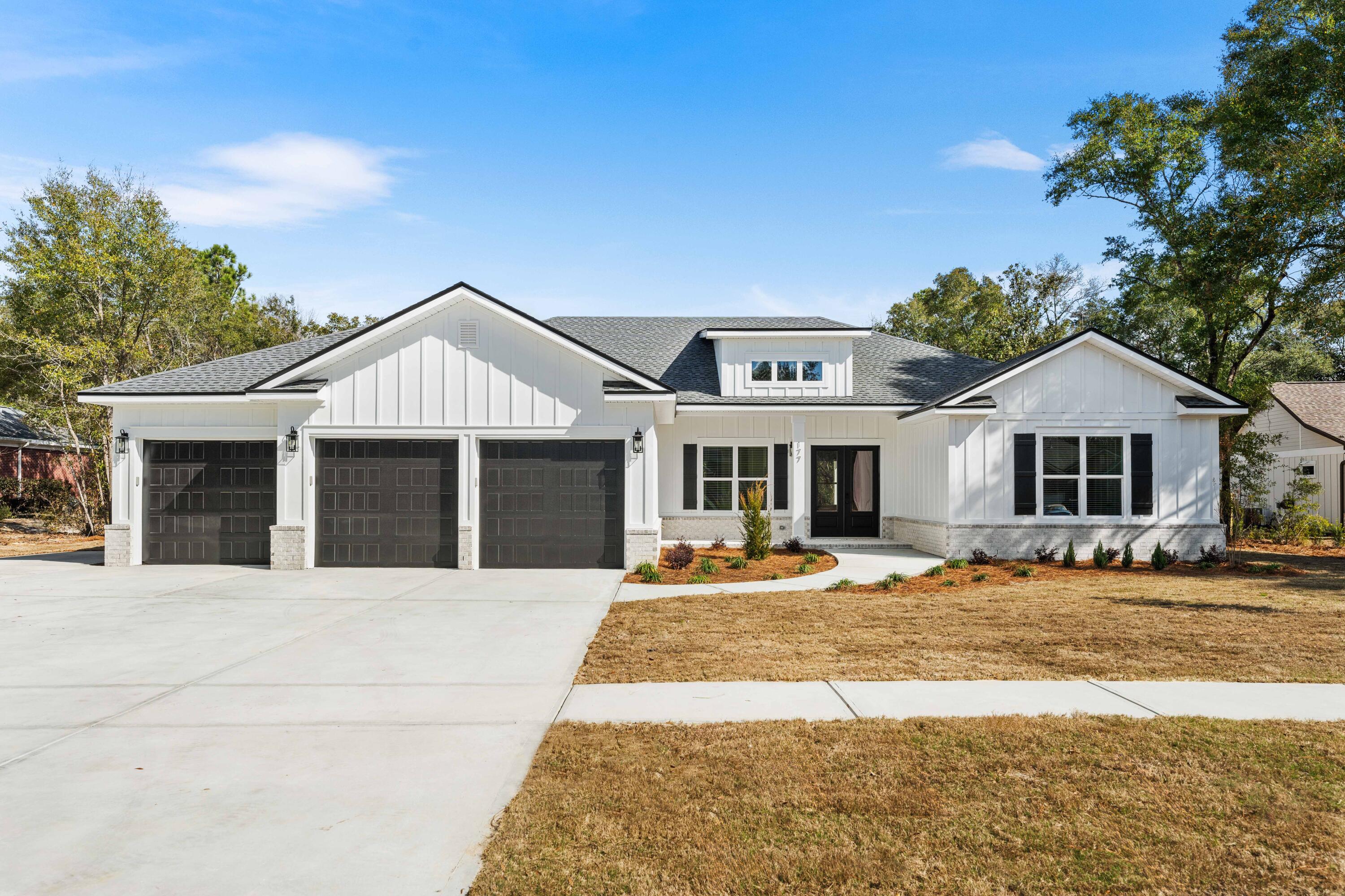 Discover modern luxury with this stunning custom-built ranch-style new construction home in the prestigious community of Hammock Bay. Located in Harmony, the only neighborhood featuring 10' setbacks on each side and 25' on the front to offer an estate like feel. This vast home features 4,300 sqft under the roof and 3,093 sqft heated/cooled, 4 bedrooms + bonus room/office, 3-car garage, and 10ft ceilings. Situated on a cul-de-sac and backing up to a lush preserve, this oversized .54-acre lot offers your own oasis with a large backyard with ample space for a pool. A bright open-concept design featuring a natural light filled living area that flows into the dining room and custom kitchen featuring a walk-in pantry, and a spacious island, quartz ctops and high-end stainless-steel appliances.