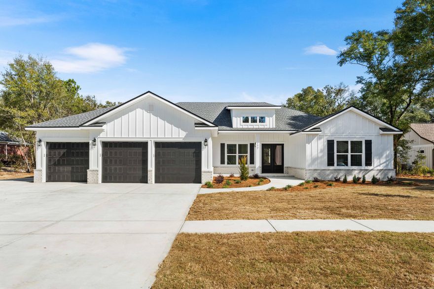 Discover modern luxury with this stunning custom-built ranch-style new construction home in the prestigious community of Hammock Bay. Located in Harmony, the only neighborhood featuring 10' setbacks on each side and 25' on the front to offer an estate like feel. This vast home features 4,300 sqft under the roof and 3,093 sqft heated/cooled, 4 bedrooms + bonus room/office, 3-car garage, and 10ft ceilings. Situated on a cul-de-sac and backing up to a lush preserve, this oversized .54-acre lot offers your own oasis with a large backyard with ample space for a pool. A bright open-concept design featuring a natural light filled living area that flows into the dining room and custom kitchen featuring a walk-in pantry, and a spacious island, quartz ctops and high-end stainless-steel appliances.