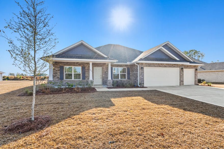 Introducing the Eden floorplan! This stunning home offers a spacious and well-designed layout, combining functionality, style, and comfort to meet your every need. As you step into the foyer, you'll immediately notice a den on one side, providing a versatile space that can be tailored to your preferences. Whether you envision it as a home office, playroom, or even a fourth bedroom, this flexible area offers endless possibilities. On the other side of the foyer, a formal dining room awaits, creating an elegant setting for hosting memorable dinner parties or enjoying special meals with loved ones. Continuing through the home, you'll find a full guest bathroom conveniently located near the front of the home. In the heart of the Eden, a spacious great room awaits, serving as the central gathering space for relaxation and entertainment. Just off the great room, an outdoor living area invites you to enjoy the beauty of the surrounding environment. The great room seamlessly connects to the breakfast nook and kitchen, forming the hub of the home. The kitchen features an island with a sink and dishwasher, providing a functional and stylish workspace with the ability to entertain guests and view family. A walk-in pantry within the kitchen ensures ample storage space for all your culinary needs. The second and third bedrooms are separated by a shared bathroom, offering convenience for family members or guests. This wing of the home also includes two linen closets, with one located in the hallway and the other inside the bathroom, providing ample storage options. The Eden features a split floorplan, with the owner's suite situated on the opposite side of the great room. The expansive suite offers a tranquil retreat, featuring dual closets and an owner's bathroom. You'll find an additional two linen closets in this wing of the home, one inside the bathroom, while the other is conveniently located just outside the owner's suite. A large three-car garage is situated off the kitchen and laundry room area, providing plenty of space for vehicles and additional storage. The Eden offers a generous layout that ensures comfort and functionality for your family. Its well-designed floorplan promotes privacy, convenience, and a sense of togetherness. With the Eden, you'll find a home that seamlessly blends functionality, elegance, and comfort.