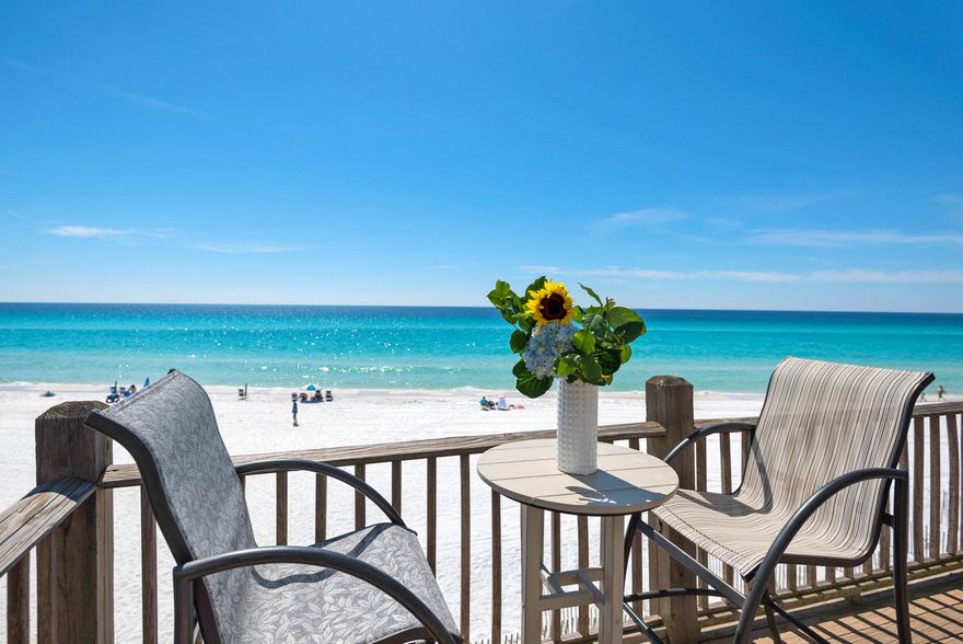 Rare, Gulf front opportunity for 2 side-by-side townhomes (units 3&4) in Seagrove Beach. Beautifully renovated, and a location that can't be beat. Have your cake & eat it too here - Toes in the sand, everyday views, NO HOA, and access to two pools (one heated) for a small annual fee. Bright and cheery colors & tasteful new decor. A connecting door between the main floor kitchens of each unit transform 2 bedrooms to 4! Open kitchen and living areas lead to the massive deck area offering sweeping views. Capture the beauty of the crystal clear waters of 30A beaches from the top floor gulf front master bedrooms. Guest rooms on each side offer a queen bed & bunks. Sleeping 12 comfortably, your beach retreat awaits. Excellent rental at 190K gross with owner use. Pool access is through Summer's