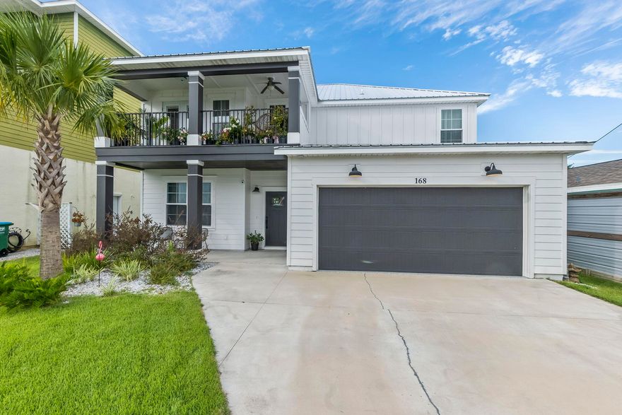 This gorgeous home is located on Panama City beach in the community of BID-A-WEE, just 600+ steps to your private gated beach entrance! This home was built in 2022! Exterior features include inviting front entrance, complete landscaping package, privacy fence wrapped around your spacious backyard which can easily accommodate a future pool, and even has an outdoor shower. This communality offers underground utilities. Once inside, you immediately fall in love with the kitchen, marble tops, designer backsplash, walk in pantry, custom lighting & fireplace. Downstairs guest room can be transformed into an office if needed. Your magnificent master suite & master bath plus two more guest rooms upstairs. Impact doors, hurricane fabric, spray foam insulation, two A/C's, 80 gal. water tank & so m