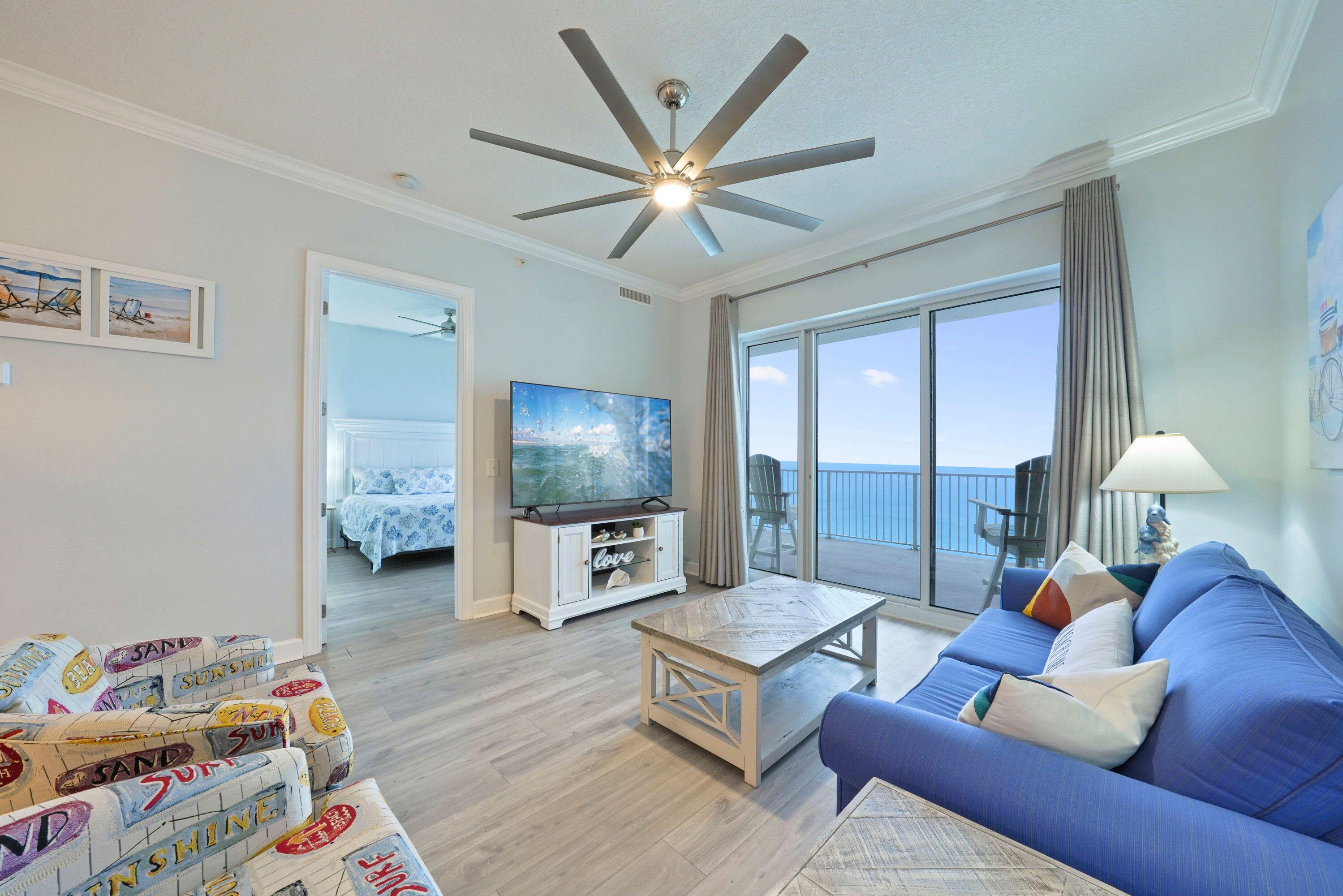 Experience luxury coastal living in this completely remodeled 2-bedroom, 2-bath condo at Ocean Reef in Panama City Beach! Boasting 11-foot ceilings and 8-foot doors, this unit feels open and airy, perfectly complementing the breathtaking Gulf views from the oversized balcony--one of the largest in PCB! Every detail has been updated, including brand-new appliances, modern flooring, stylish vanities, and beautifully tiled showers. The AC (2020) and water heater (2021) provide peace of mind, ensuring comfort year-round. Ideally located near PCB's top dining, shopping, and recreation, this condo is perfect as a primary residence, vacation home, or high-performing rental. Don't miss this turn-key Gulf-front gem--schedule your showing today!
