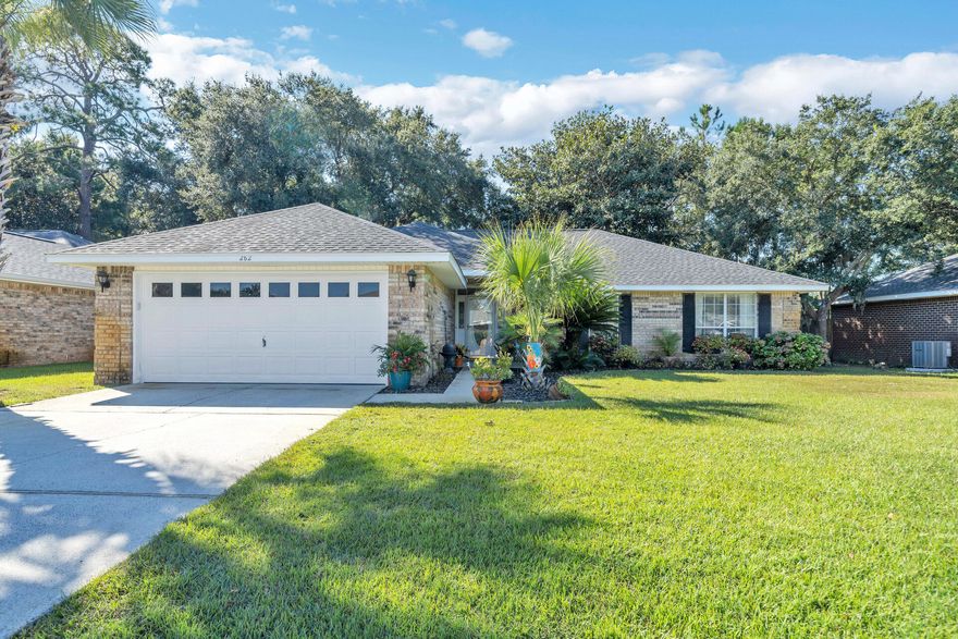 Look no further!  Very well maintained all brick single level home in Mack Bayou Pointe!  Great curb appeal!  Brand new roof installed 9/22, all new stainless steel Whirlpool appliances just delivered!  Spacious, open living area with vaulted ceiling, LVP flooring, upgraded lighting. Four bedrooms, two baths. Master features double vanity, walk-in closet, large soaker tub/shower.  Large screened porch off the living area will surely be a favorite gathering spot!  Community pool is just down the street.   Convenient location in proximity to Sacred Heart Hospital, shopping, dining and special events at Grand Boulevard, and of course our beautiful beaches!  As always, all dimensions and fee important to the buyer should be verified.