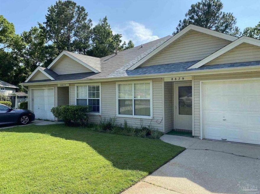 Adorable one story townhouse located right by UWF and West Florida Hospital. This 2 bedroom, 2 bathroom home is located on a cul-de-sac right across from the community playground and also features a 1-car garage and new roof. A small fenced in back yard.