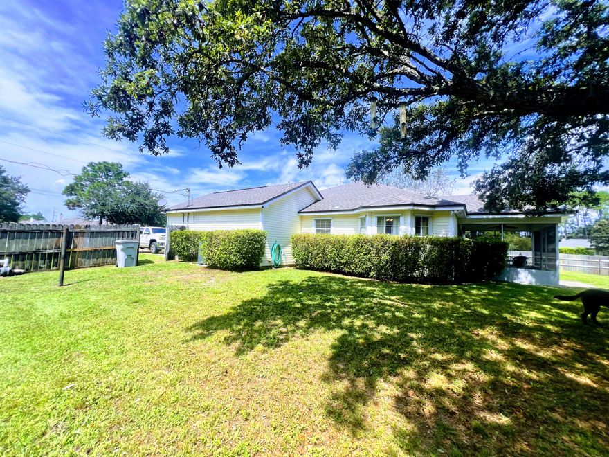 Great location in Holley By The Sea! Open floor plan sits on a half acre, corner lot. Property extends beyond privacy fence on south side. Screen enclosed patio and double gated, privacy fenced backyard with 38ft X 26Ft concrete pad for a boat, RV, jet ski, kayak and lawn equipment. High ceilings in living room, Bay windows in dining area, stainless steel appliances ,tile in main areas, washer and dryer convey.                    Holley by the Sea offers many amenities for your enjoyment...  Roof 2022, Water Heater 2023, HVAC 2020