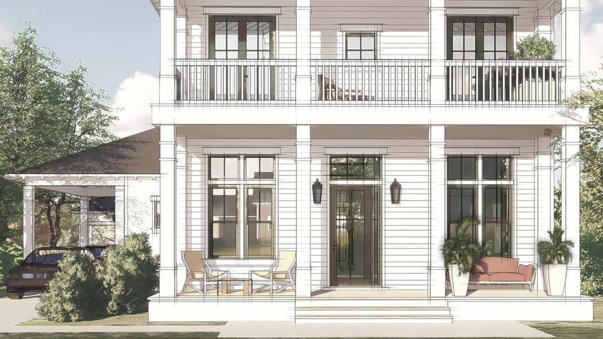 The Ellis floor plan built by the Arkon Group features a modern layout with plenty of coastal charm. With an estimated completion date of June 2022, this stunning 4-bedroom, 4.5-bathroom home includes a first floor junior master suite and second floor master, 2  home offices for work/school, upstairs den, 2-car detached garage + carport, along with a summer kitchen and private pool with a sun shelf. Luxury finishes include wire-brushed hardwood flooring, quartz countertops with marble backsplash, unique tile in each bathroom, Thermador stainless steel appliances, and beautiful front porch gas lanterns. This homesite backs up to nature preserve offering peaceful views and added privacy.