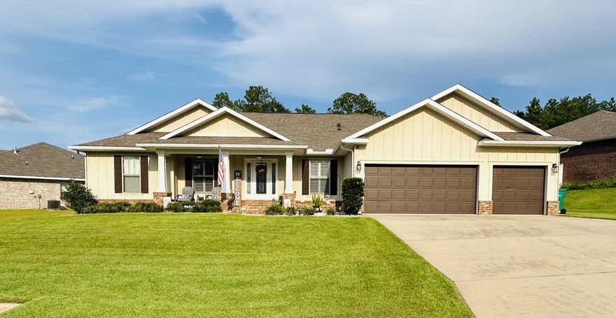 This beautifully designed 4-bedroom, 3-bath home with a 3 car garage has everything you've been looking for. From the open floor plan and separate office/flex space to the formal dining room and breakfast nook, this home is built for both function and comfort to include a whole-house water softener, plantation shutters, and wood floors with upgraded carpet in 2 of the bedrooms. The oversized master suite offers a true retreat. Step outside to your private backyard oasis! A fenced yard with a sparkling pool, fully enclosed under a custom lanai. It's the perfect place to unwind or host friends and family year-round.