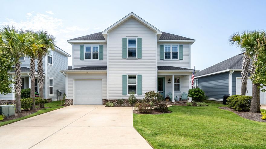 Pristine ''Eden'' floor plan located on a premium lot in Church Street Village. This spacious home features 4BR, 3.5 BA,  over-sized loft/bonus area upstairs and Garage! As soon as you enter from the charming front porch, you will be greeted with an  abundance of natural light, freshly painted interior, beautiful flooring, and  Plantation Shutters throughout. Spacious Kitchen with an abundance of Quartz topped cabinetry and large island provide  the perfect area for entertaining. In addition the main level includes a Bedroom Suite with en-suite bath. A perfectly sized backyard with tall Privacy Fence, and all landscaping maintenance included! No more mowing! Enjoy the community pool, fitness center, walking paths, dog park, and the short drive to the beach, shopping, and dining.