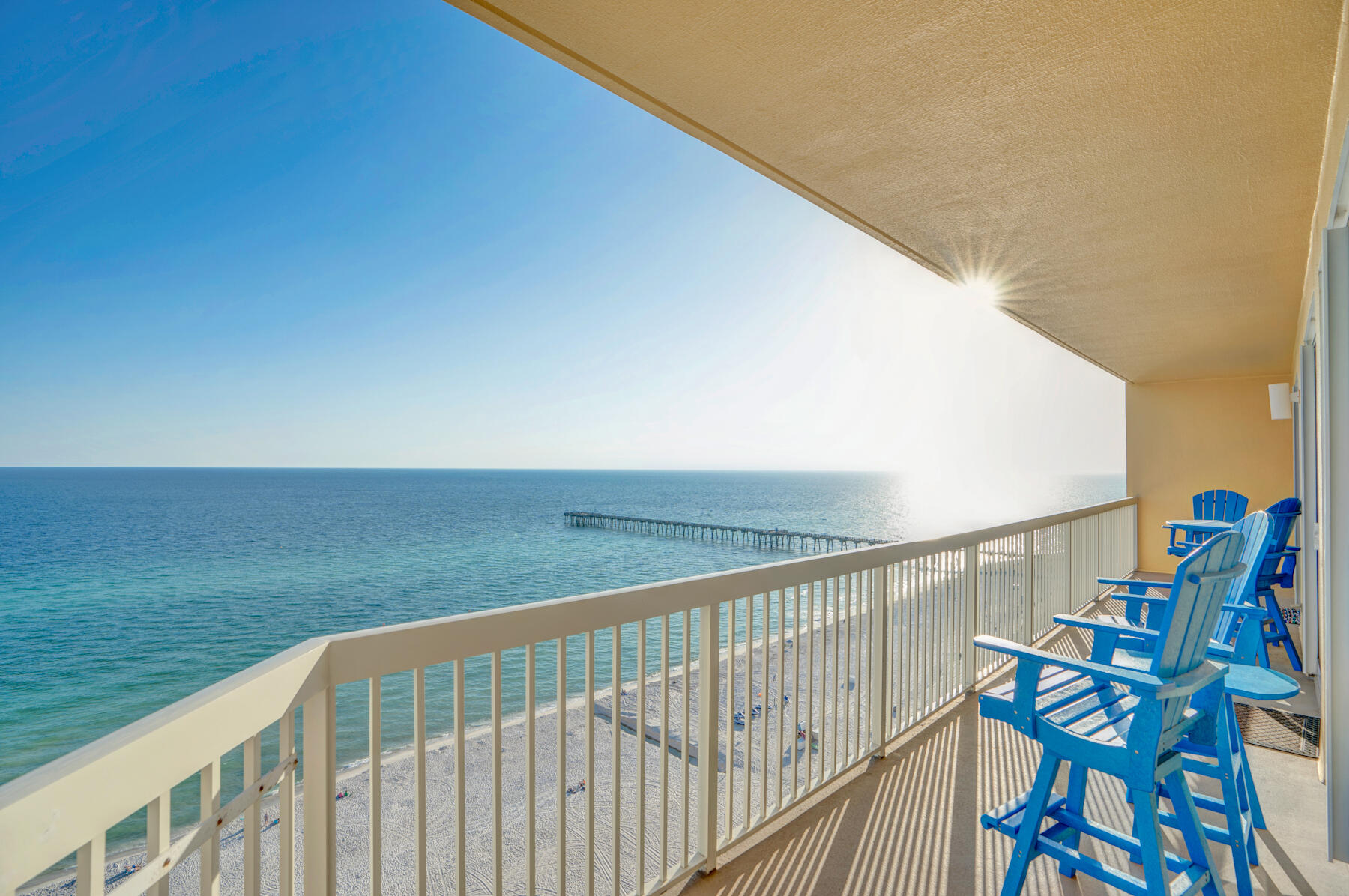 Positioned directly across from Pier Park in Panama City Beach, this turnkey vacation rental, 1,629-sq.-ft. corner-unit condo at Calypso has been well taken care of with well maintained appliances and a Gulf-Front owner's suite with wraparound balcony access. Featuring two bedrooms and two baths, this property has been adorned with new decor and furnishings as well as an updated water heater and HVAC. Bright and spacious inside and located on the building's 16th floor, the open living, dining and kitchen areas boast ample room for guests. The kitchen is equipped with stainless steel appliances, breakfast bar and granite countertops. The owner's suite offers a king-sized bed and en suite bath while the guest bedroom features a queen-sized bed. Community amenities at Calypso are numerous.