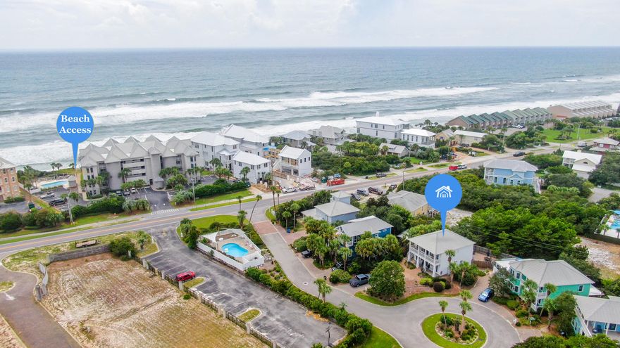 JUST OFF 30A AND STEPS TO THE BEACH!Imagine waking up to a cup of coffee on the balcony, listening to the waves crash, and then taking a quick hop across Hwy 30A to enjoy a day at the world's most beautiful beach! Now's your chance to live your dream! Only about 200 steps to the beach access, the quaint neighborhood of Tranquil Shores is ideally located in Seacrest Beach. A mile to Alys Beach and less than 2 miles to Rosemary, all the shopping, dining, and entertainment is a quick bike or golf cart ride away. The ''Shiplap Home'' is both ''coastal'' and ''classic''. New LVP flooring both upstairs and down and traditional tilework in the bathrooms. The reverse floorplan is perfect for multiple families and kids. The second floor living and kitchen area is open and inviting-perfect for
