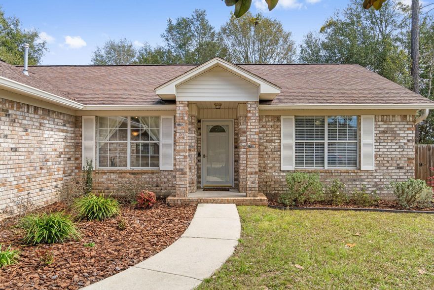 Perfect 3 bedroom 2 bath home in Blue Ridge Community in Pace Florida! Brand New Roof Prior to Closing! This perfectly priced home offers an open, split floor plan with tons of room. You will love the kitchen lay out with ample cabinet and counter space. The dining area is nestled by a beautiful bay window with built-in custom seating that also doubles as extra storage space. The living room boasts a beautiful fire place with open space and ample natural lighting. Your spacious master bedroom includes a walk in closet and master bath with a double vanity, separate garden tub & shower. The back yard is flanked by privacy fencing and has an open patio and plenty of room for entertaining. Hot water heater installed in 2022. Location is great to Pace/Milton dining shopping and entertainment.