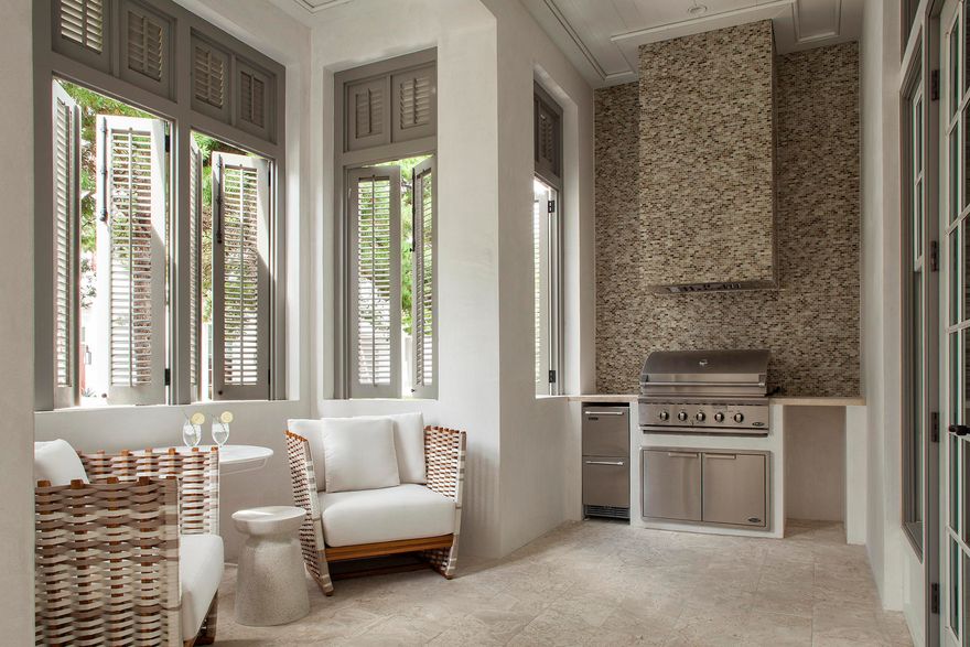 This stunning Alys Beach courtyard home, designed by Gary Justiss, overlooks the solitude of Arboleda Park. Set amongst the emerging Town Center, Caliza Pool and ZUMA this location is a favorite among owners. 41 Sugar Loaf Alley showcases 3 bedrooms, 3.5 baths, a bunkroom, two-car garage and interior furnishings by Brad Ramsey. A large master bedroom and a louvered front loggia are the perfect places to take in the serenity of the park.