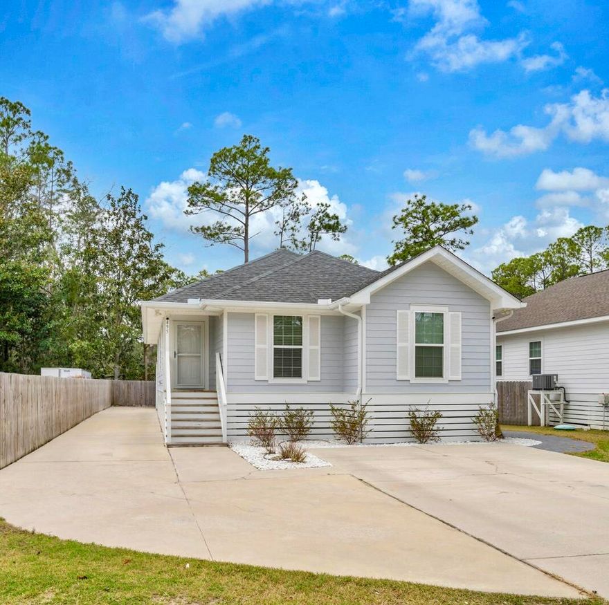 Located just minutes from beaches, shopping, dining, and outdoor recreation, this home offers both convenience and coastal charm. Whether you're looking for a full-time residence, vacation getaway, or investment property, this updated Santa Rosa Beach home is a must-see!Upgrades include electric fireplace with built-in TV for a cozy living space. Modern kitchen with tiled backsplash. Extended concrete driveway providing ample parking for trailers, RVs, golf carts & more. Fully paved backyard with underground electrical to the back of lot & storage shed for added convenience. Luxury vinyl plank flooring throughout (no carpet!) and master bathroom remodel featuring a custom tiled walk-in shower. Gutters & security lights added for extra functionality and peace of mind. 495 Indian Woman is a beautifully updated home offering both comfort and functionality in a prime location making it move-in ready and perfect for enjoying the Florida lifestyle.