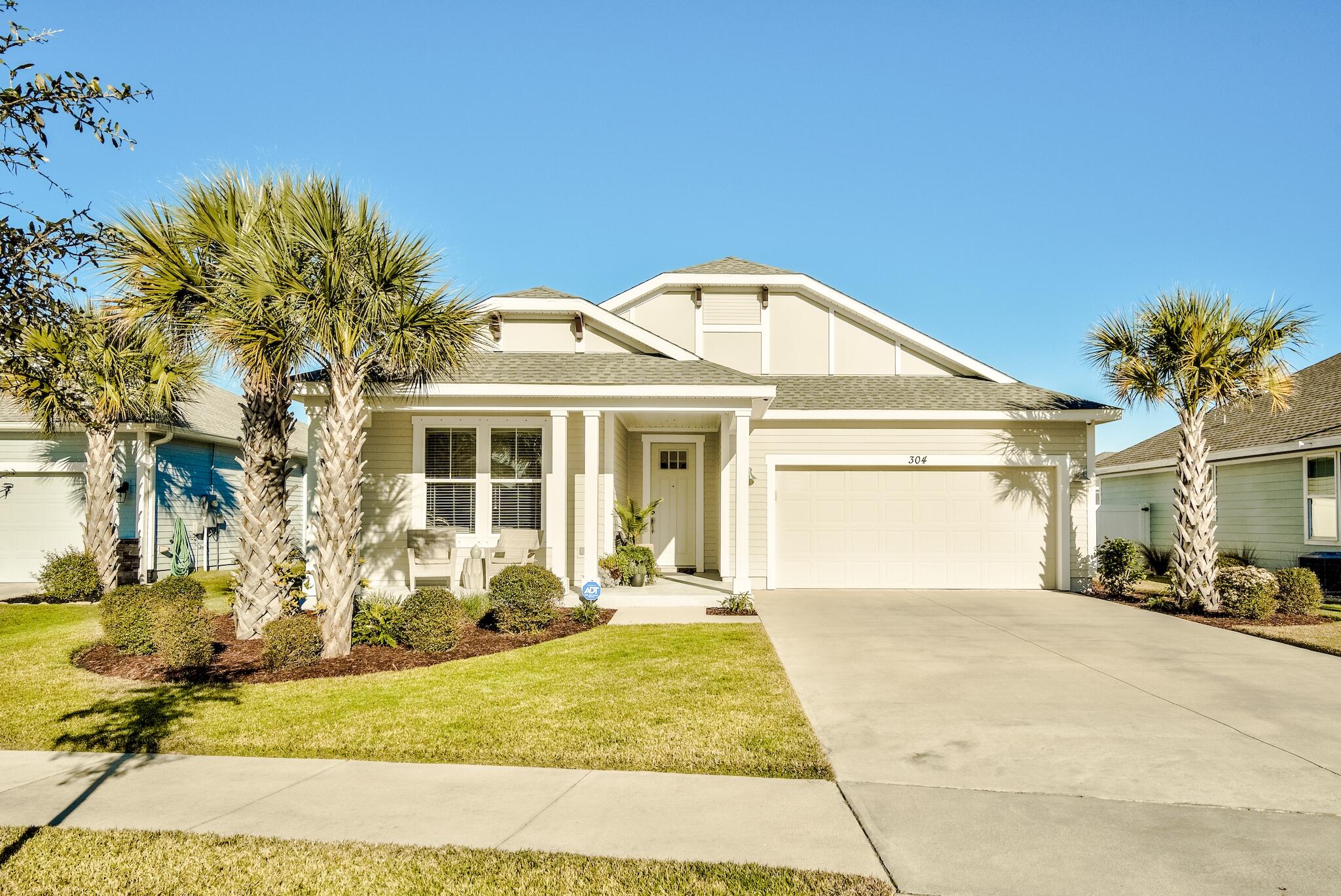 Well maintained home located in highly sought after Breakfast Point Community. This Samuel Taylor ''Trigger '' floorplan offers a spilt bedroom layout with 9 and 10 foot ceilings and 8 foot interior and exterior doors with upgraded molding. This 2019 home was built above hurricane code with 2X6 exterior walls and hurricane anchor system. Upgrades include: LVT throughout the house including all bedrooms. Interior and exterior lighting fixtures and fans have been upgraded throughout the entire house. The fenced backyard is large enough for a pool and offers added privacy with greenspace between homes. New washer and dryer to convey as well as LG television in main den area. Buyer to verify all dimensions.