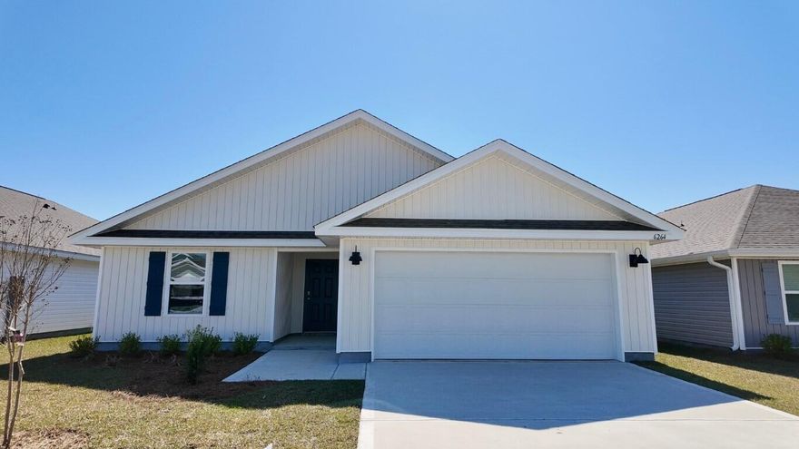 Welcome to Rivers Cove featuring a beautiful community pool, playground and community center.  The charming Lismore model offers a fabulous open layout for relaxed living, 3 bedrooms, 2 bathrooms, 2-car garage, and the 'Smart Home Connect' System with various convenient Smart Home devices. The well-designed open kitchen includes stainless steel appliances, a smooth-top range, built-in microwave, quiet dishwasher, corner pantry, island bar, eye-catching wood-look flooring, and plush carpet in the bedrooms. No wasted space and a highly desirable floorplan. Fabric Hurricane door and window protection is also included. Enjoy the stylish curb appeal in the rapidly growing area.