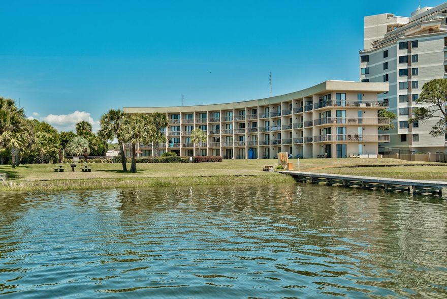 Quaint 2nd floor waterfront studio with a deep water deeded 30 foot boat slip, which can also be rented out.. This immaculate condo features tile throughout and has been well maintained, including HVAC and hot water heater replacements. This property can be kept as a boaters weekend get-away, full time resident, or vacation rental. Located just steps away from the Santa Rosa Sound and a short drive to the white sandy beaches. The community also includes a pool, picnic area, and a private beach. Low HOA fees cover: Water, Sewage & Trash; Pest Control; Cable TV w/2-HBO's; Hi-Speed Wireless Internet; Insurance on the Building Structure. This gorgeous unit will not last long.