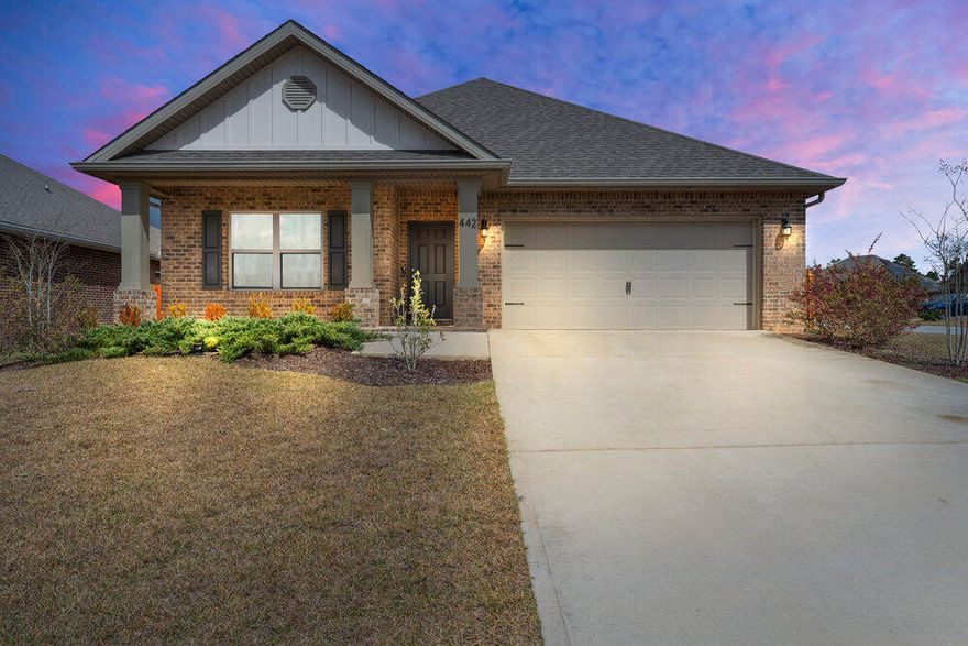 Come see this beautiful home on a large corner lot in the desirable Redstone Commons neighborhood. This home features high ceilings with recessed lighting, an open concept kitchen/ living space, and LVP flooring in the common areas. Granite counters throughout the home offer a luxurious and high quality experience. The living room features double tray ceilings in the center of the split floor plan design. As you walk through the spacious master bedroom, you enter the master bath with fully tiled shower and tons of closet space. The covered back patio is perfect for private gatherings, while community area provides spaces for grilling, swimming, and playground fun. Book your showing today before it's gone!