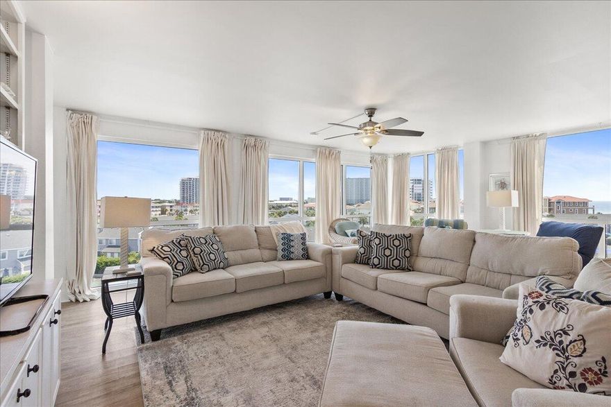 Beautiful 3 bedroom, 1,800 square foot condo with gulf, tennis and pool views. Just grab your beach towel and walk across the parking lot to have the sand between your toes.  Beautiful white sand beach with the emerald waters of the Gulf.  This unit features three large bedrooms, two baths,a great kitchen with a large two door refrigerator with thru door water and ice, a stove with double ovens and a living room area with plenty of room to just lounge around, nap or read a book.  Check out the pictures then make an appointment to come see for yourself.