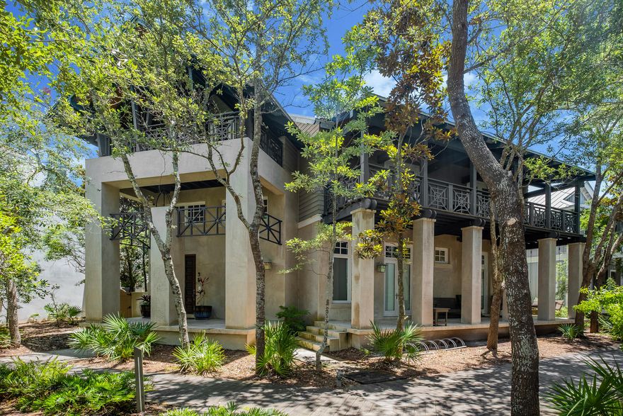 Superbly located and abundant in its size, 35 Wiggle Lane is a unique value for a Rosemary Beach home.  More than 4,600 square feet of heated and cooled living space, along with approximately 800 square feet of finished porches and an impressive central courtyard, combine to create a grand and inviting retreat for owners and guests.  Main living spaces feature an open living plan, Wolf and Subzero appliances, a wine refrigerator, an ice maker, breakfast bar seating for 5, a separate dining room, and a comfortable gathering area.  A first floor master suite features dual bathrooms. The the space above features its own full kitchen and living area; which can function as the home's second space, where groups can congregate.  A second master suite, situated in a quiet corner of the home is superior in every right to nearly any master bedroom in the community.  

The home's atrium, a 3-story stairwell, features multiple sitting spaces in which to read, relax, and repose.  

3 additional guest bedrooms finish out the main house.  The first and second level can operate as lockouts, in addition to the home's one-bedroom carriage house.  The effect of which is that the property is a true compound, which if needed can accommodate 3 separate families.  

Central to the home's layout is its patio with summer kitchen.  With doors opened to the courtyard and a fire lit in the built-in chiminea 35 Wiggle has everything you need after a fun day at the beach while being a mere stones throw from all of Rosemary Beach's central amenities.  