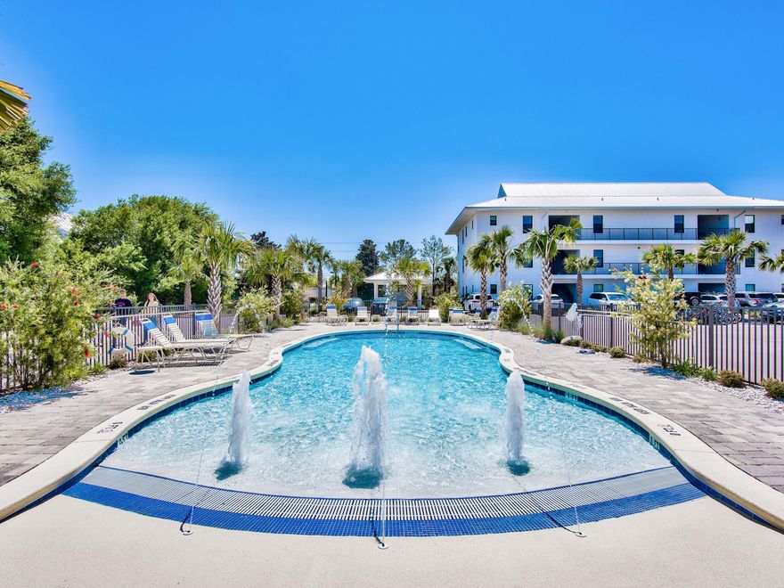 This first floor 2 Bedroom and 2 Bath Condo is being sold fully furnished and turn key in the new, modern development of Hidden Lake community located on 30A. Easy beach access via Spooky Lane or Gulfview Heights Road.  Beautiful zero entry pool and fitness center.  Low HOA fees include internet.  Like new, built in 2020, with 9 ft ceilings, granite counter tops in kitchen & baths, and window treatments through out are just a few of the upscale finishes you will find in this meticulously maintained condo.