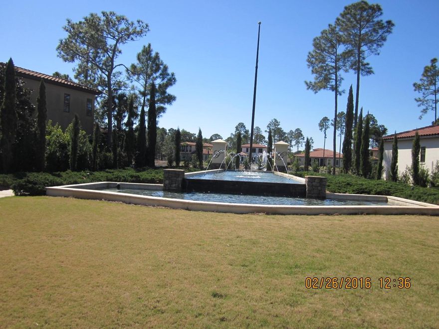 Genoa is one of the newest and most desirable neighborhoods in Sandestin. The entrance itself makes a statement about the quiet and well kept neighborhood. The lot is located on a lake with a beautiful fountain in the background. You can also see the the #5 green at Raven in the distance. This is the perfect place to build your new home in a great neighborhood.