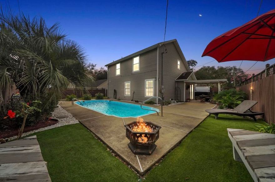 Welcome home to your personal oasis! A most see! Enjoy the luxury of a private pool and hot tub at this beautiful 4 bedroom, 2.5 bath home, near military bases, the beach, restaurants and much more! Experience the best of outdoor living with two separate patios perfect for pool parties and entertaining family and friends. This spacious retreat features a vaulted ceiling, lvp flooring throughout the common areas ,large kitchen with granite counters ,fireplace, plenty of storage, and charming bay window above sink for natural light. The front bedroom is perfect for an office or den. The master bedroom is on the first floor and has a custom accent wall that highlights the space. The master bath has an extended double vanity and large walking-closet. Book your appointment today!