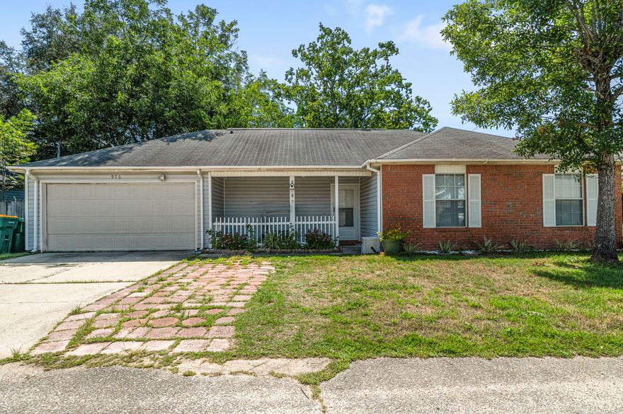 Location is no issue with this fantastic home located just minutes from Hurlburt and Eglin AFBs, the gorgeous Emerald Coast beaches, and ample shopping/dining options! Relax on the spacious front porch or in the open floor plan main living area where you will find an oversized dining area, kitchen with pantry, and a spacious family room making entertaining a breeze. This 3 bedroom/ 2 full bathroom home is situated on a quiet culdesac and all interior walls have been freshly painted with a neutral color to suit just about anyone's style. Additionally, you will find an oversized garage with room to park your vehicles and still have storage space! The backyard offers a privacy fence as well as a covered patio. Buyer to verify all info deemed important. Schedule your private tour today!