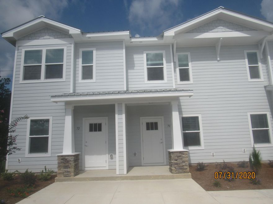 This fabulous, 2 bedroom, 2.5 bath town home has tons of upgrades and a community pool! It's just across the street from an elementary school, just down the road from a Publix shopping center, and a short, easy commute to the sugar sand beaches and emerald waters of 30a/SOWAL. It has fresh, neutral paint and no carpet throughout. The open floor plan on the first level includes a nice size living room with nook, eat-in kitchen with breakfast bar, gorgeous counter tops, plenty of counter/cabinet space, stainless appliances (including a flat cook top stove), and a beautiful back splash, as well as a half guest bath with pedestal sink and a screened-in back porch. Upstairs, you will find two spacious bedrooms, each with their own full bath. Also upstairs is the laundry