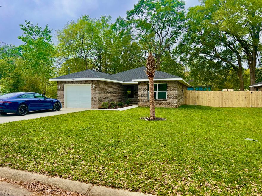 Home is under contract, taking back up offers.All Brick, New Construction home available, Privacy Fence added! No HOA. In the heart of Crestview! It's only 21 miles from Eglin AFB, 10 miles from Duke Field, 5 miles from several grocery stores and only 0.7 miles from Downtown enjoy the community scheduled events walking distance.All Luxury Vinyl Plank flooring throughout your new home, perfect for pets! Open design concept, with Lennox energy efficient A/C system installed, huge front/back yard just in time for Spring with 6 ft privacy fence perfect for kids and pets, garage, well maintained yard, white Carrara quartz countertops within your new home including bathrooms. Tray ceilings in dining area and primary bedroom for added drama.  You'll be thrilled to admire the white shaker cabinetry with soft pull closing installed. Don't forget on your visit to note the ceiling crown molding found within the home. The little things matter!
Great for a first-time buyer or an investor/vacation rental host who wants to take advantage of this growing and thriving community! Seller willing to help with closing costs/concessions.